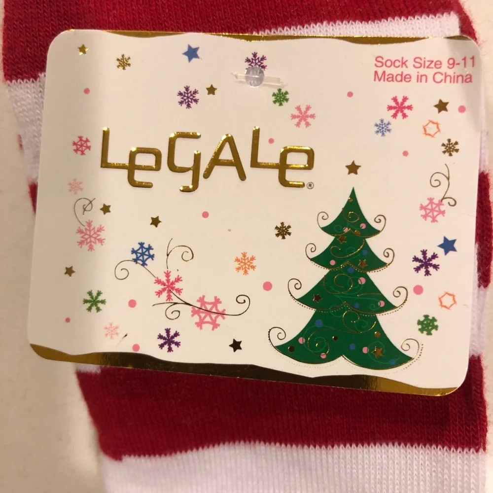 SUPER CUTE!!! Christmas Holiday Red White Striped Socks Faux Fur